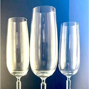 Set of 3 vintage crystal fluted champagne glass